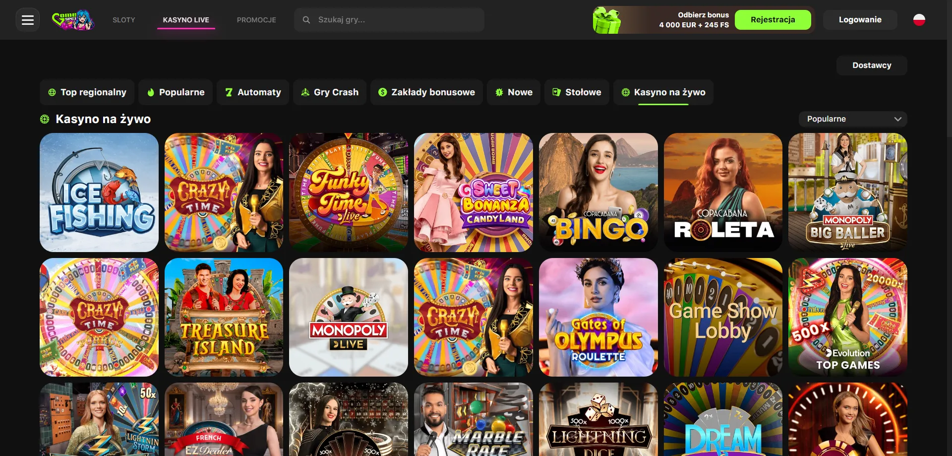 Oficjalne online kasyno GameSpot w Polsce – strona główna